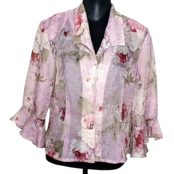 R&M Richards Tops - R & M Richards Vintage Lilac Floral & Feminine Blouse - 14
